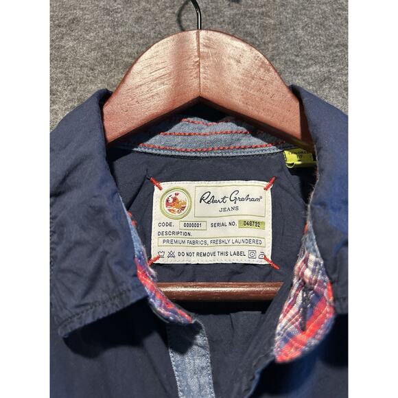 Robert Graham Shirt Blue Men's Large Tailored Fit (FITS LIKE A MEDIUM) - Picture 2 of 7